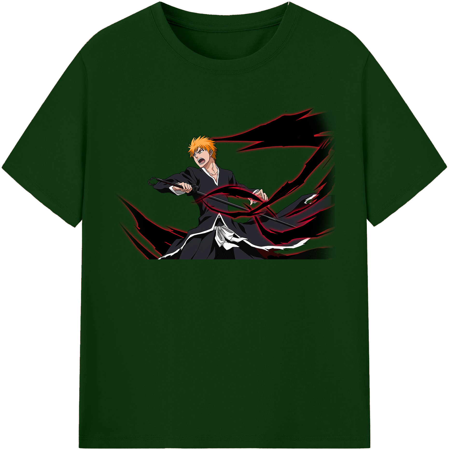 （画像用） ブリーチ 黒崎一護（くろさき いちご）BLEACH Kurosaki Ichigo 綿100％半袖Tシャツ（フロントプリント）